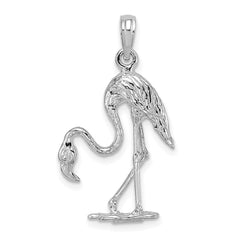 14K White Gold 3-D Textured Flamingo Charm - 2