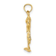 14K 3-D Textured Flamingo Charm - 3