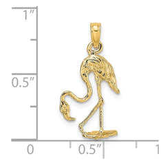 14K 3-D Textured Flamingo Charm - 3
