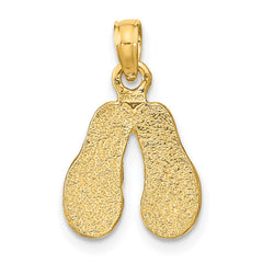 14k 3D W/ Multi-Color Enamel Double Flip-Flop Charm