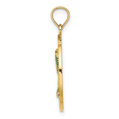 14K FLORIDA Enamel Palm Tree Circle Charm