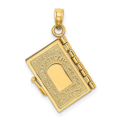 14K Enameled 3D Moveable LOVE Flower Book Pendant