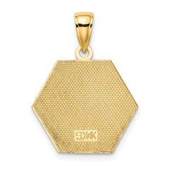 14K Enameled Textured Back Caduceus Medical Disc