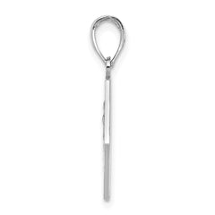 14K White Gold Enameled Textured Back Caduceus Medical Disc