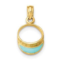 14K Aqua Enameled Beach Sun Visor Charm