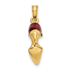 14K 3-D Maroon Enamel Closed Toe High Heel Charm