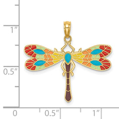 14K Multi Color Enamel Dragonfly Charm - 2