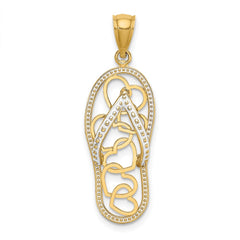 14K Multi Heart Flip-Flop w/ White Enamel Charm