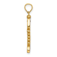 14k 3D Blue Enamel Fish Bone Charm