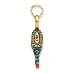 14K w/ Enamel 3-D Textured Blue Genie Lamp Charm