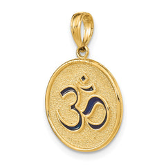 14K Enameled Om w/Lotus Flower on Reverse Charm