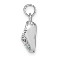 14K White Gold 3-D Light Blue Enamel Baby Shoe Charm