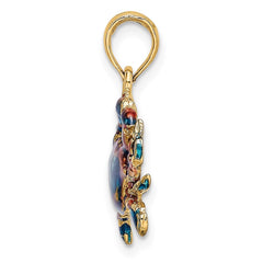 14K Blue Enamel Crab Charm - 2