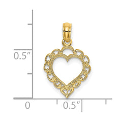 14K Heart w/ Lace Trim Charm - 2