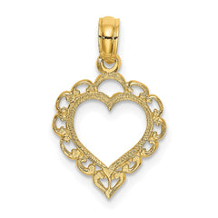 14K Heart w/ Lace Trim Charm - 2