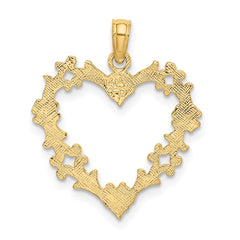 14K Cut-Out Floral Heart Charm