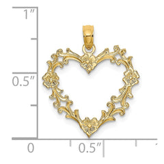 14K Cut-Out Floral Heart Charm