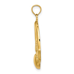 14K Polished Large Claddagh Heart Charm