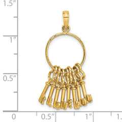 14K Moveable 3D I LOVE YOU Key Chain Charm