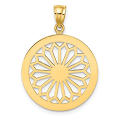 14K Retro Daisy In Round Frame Charm
