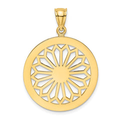 14K Retro Daisy In Round Frame Charm