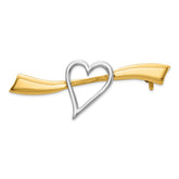 14k and White Rhodium Polished Heart Pin