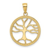 14K Large Tree Of Life In Round Frame Charm