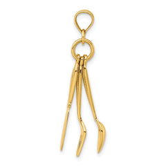 14K 3-D Moveable Knife, Fork, and Spoon Charm