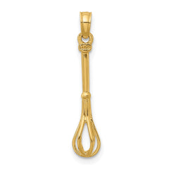 14K 3-D Polished Whisk Charm