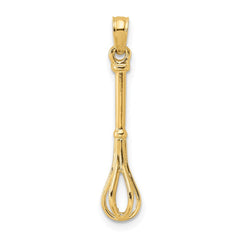 14K 3-D Polished Whisk Charm