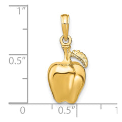 14K 3-D Apple W/ Stem and Leaf Charm