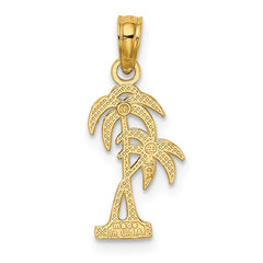 14K Textured Double Palm Tree Charm