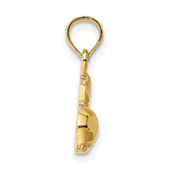 14K 2-D Polished I HEART Whale Charm