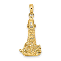 14K Lighthouse W/ Wave Charm - 2