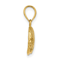 14K 2-D Polished Engraved Fish Charm - 2