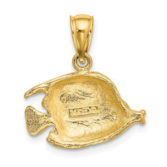 14K 2-D Polished Engraved Fish Charm - 2