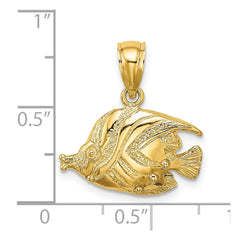 14K 2-D Polished Engraved Fish Charm - 2