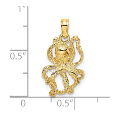 14K Textured Octopus Charm - 4
