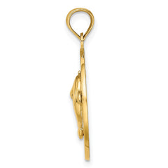 14K SAINT AUGUSTINE w/Dolphins Circle Charm