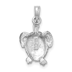 14K White Gold Textured Sea Turtle Charm - 2