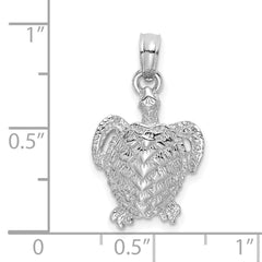 14K White Gold Textured Sea Turtle Charm - 2