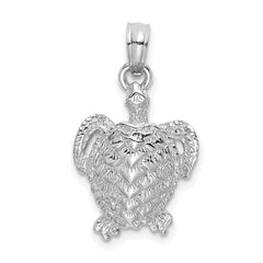 14K White Gold Textured Sea Turtle Charm - 2