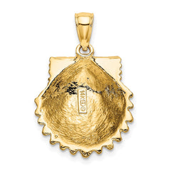 14K Textured Scallop Shell Charm - 5