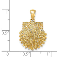 14K Textured Scallop Shell Charm - 5