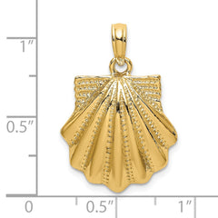 14K Textured Scallop Shell Charm - 6
