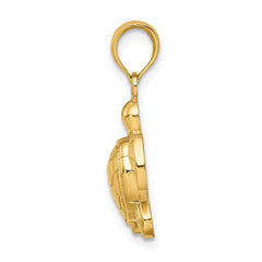 14K Textured Sea Turtle Charm - 3