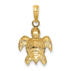14K Textured Sea Turtle Charm - 3