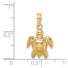 14K Textured Sea Turtle Charm - 3