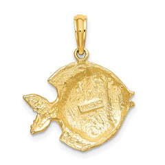 14K Polished Engraved Fish Charm - 2