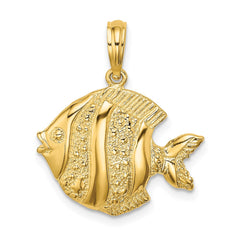 14K Polished Engraved Fish Charm - 2